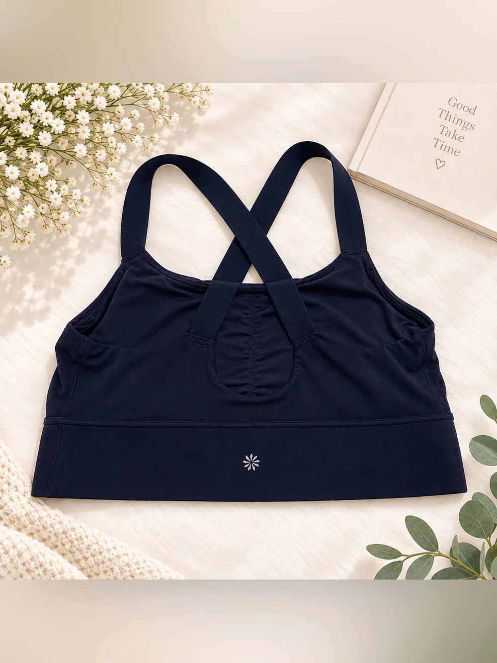 Athleta Warrior Longline Bra D-DD Navy Blue Size Medium